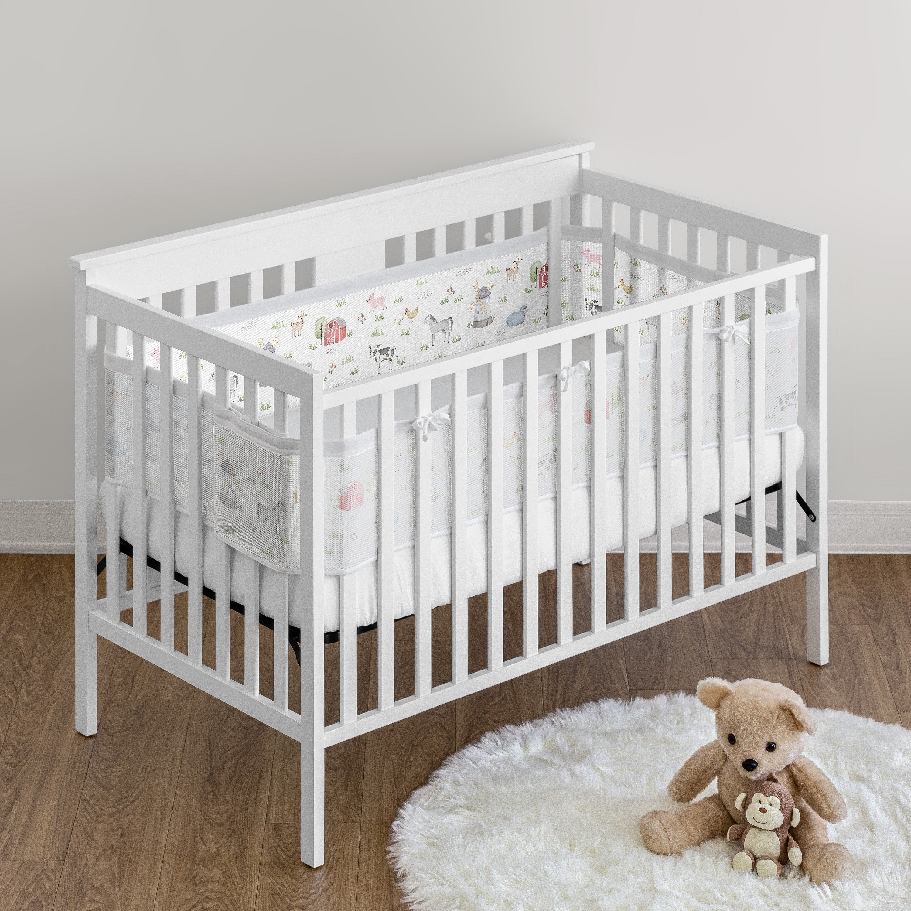 Farm Animals Boy Girl Sweet Jojo Designs BreathableBaby Breathable Mesh Crib Liner Neutral Watercolor Farmhouse Bed Bath Beyond 37623708